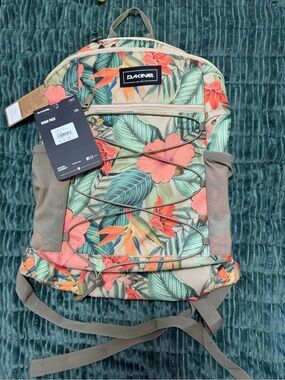 Dakine Floral Print Backpack in Tan, Coral & Green